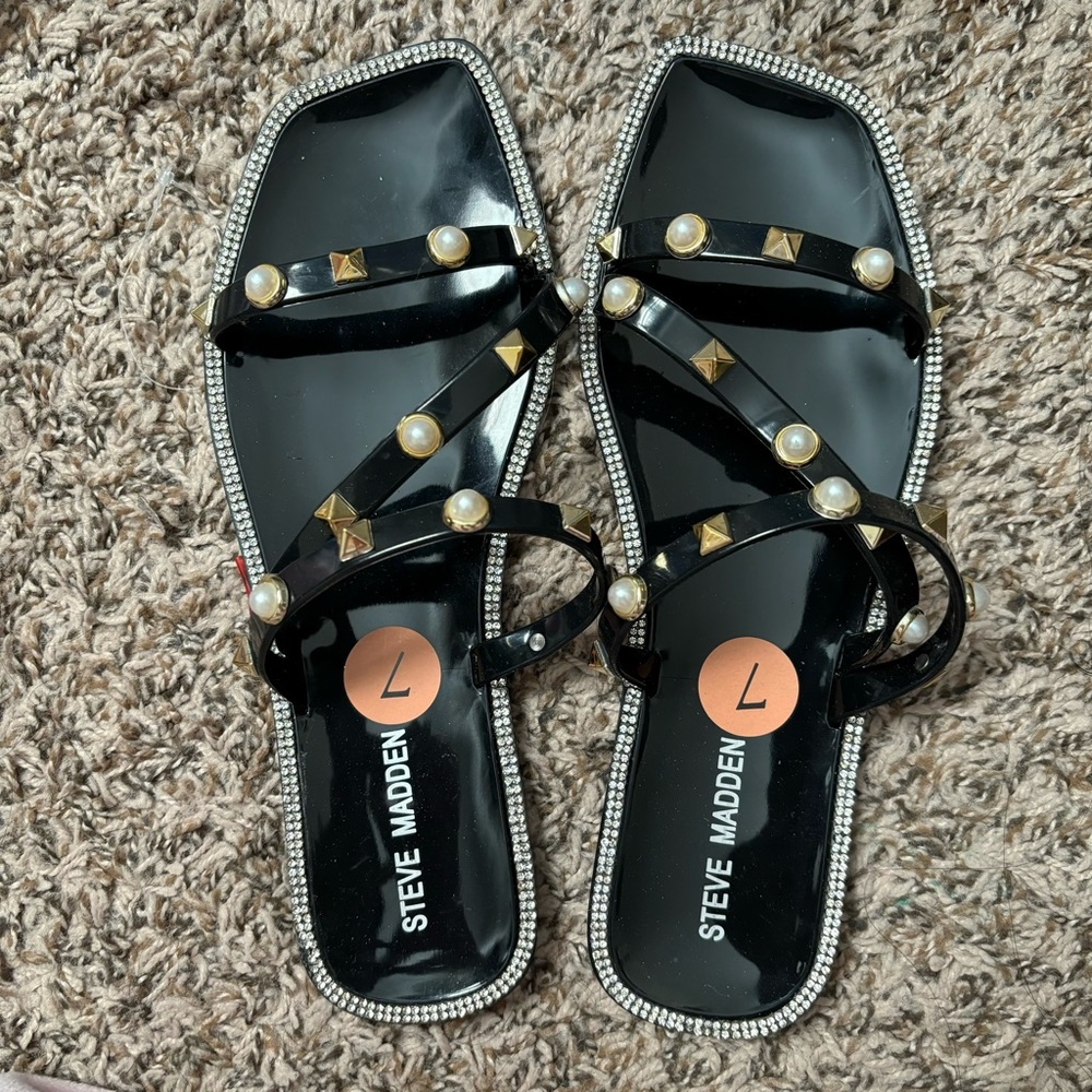 Steve Madden Black Studded Sandals